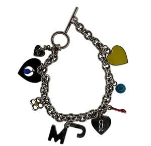 2000s Marc Jacobs Charm Bracelet Made Italy Enamel Hearts Toggle 7.5”